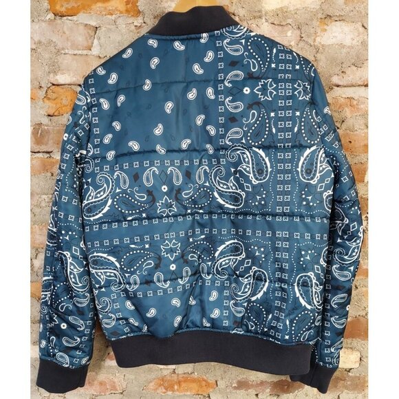 Levi's Blue Bandana Water Resistant Mens Sz S Small Puffer Bomber Jacket Coat D - Picture 4 of 4